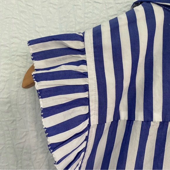 J Crew Ruffle Button Up Mixy Stripe Blouse Top - Picture 7 of 12